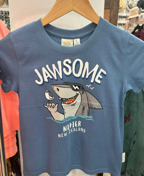 Napier NZ souvenir - Boys Tee jawsome in ocean blue- size 2