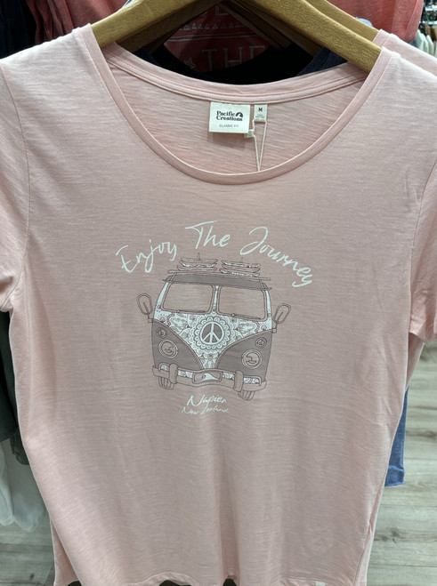 Dusky Pink Napier NZ women's T-shirt with Kombi design - Size M