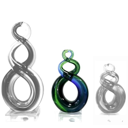 Handcrafted art glass green and blue medium twist