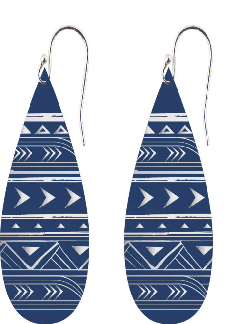 Blue river long teardrop shaped earrings on hooks