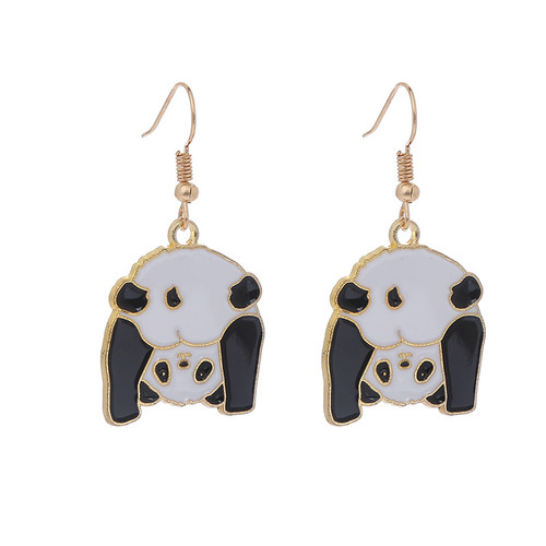 Heads down, bottoms up panda earrings on hooks