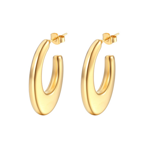 Gold coloured U shape earrings on posts