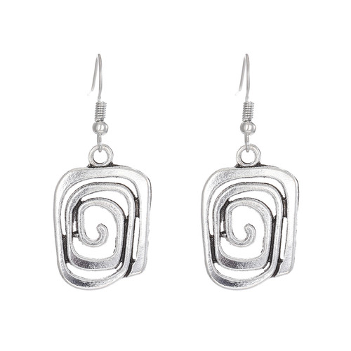Metal spiral earrings on hooks