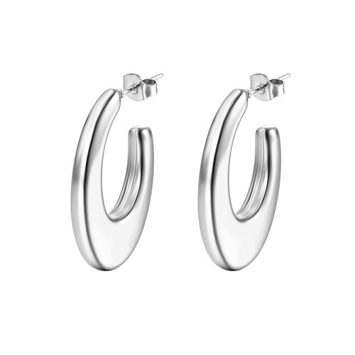 Silver coloured U shaped earrings on posts