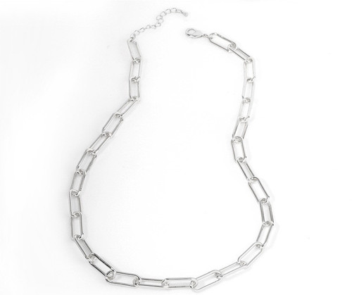 Silver coloured choker chain link necklace