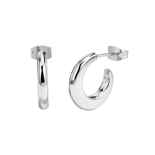 Small silver coloured C shape earrings on S925 posts