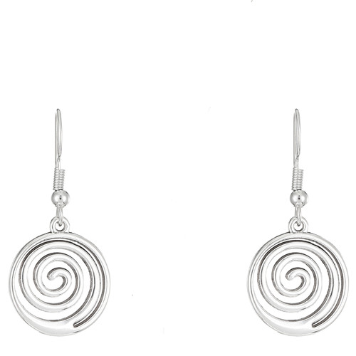 Silver coloured spiral earrings on hooks