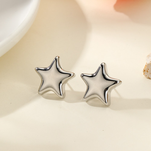 Star earrings on posts - silver coloured