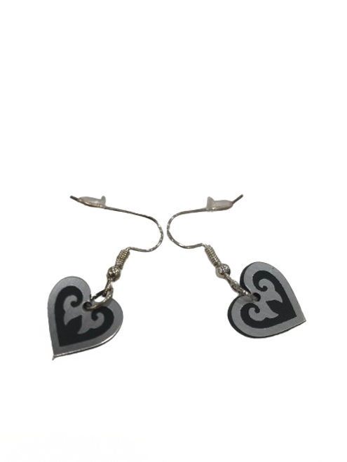 Aroha engraved  heart small - Metallic silver