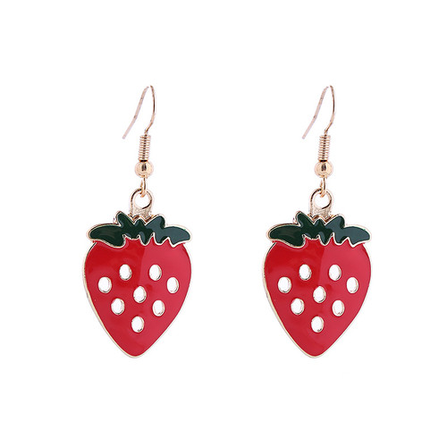 Cute strawberry earrings on hooks