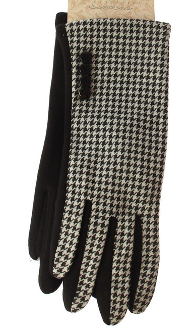 Houndstooth glove with four buttons