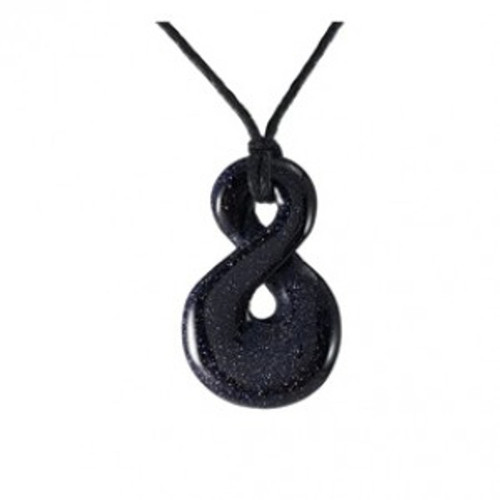 Blue Goldstone Infinity pendant on cord