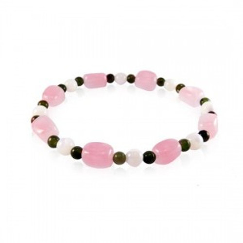 Rose Quartz bead bracelet on elastic