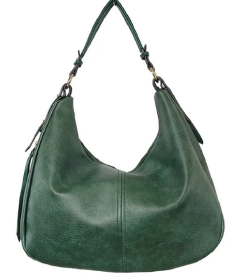 Large handbag with zip pocket on front -  Green