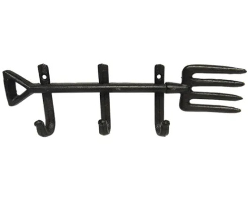 Cast iron garden fork with three hooks