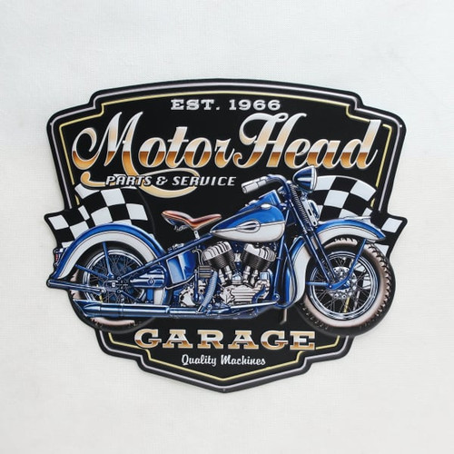 Motor Head garage motorbike metal sign