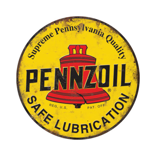 Round Pennzoil metal sign (30cm diameter)