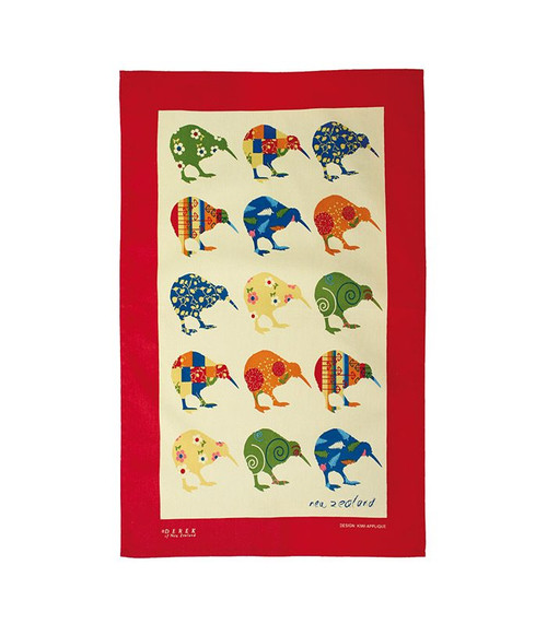 New Zealand kiwi appliqué tea towel made from 100% cotton