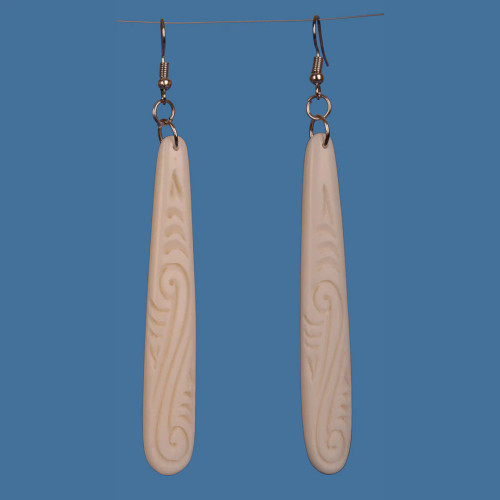 Bone drop earrings with carved detail (bone 7.5cm drop)
