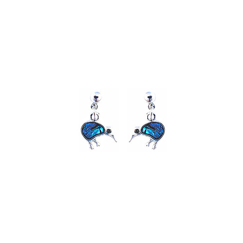 NZ paua shell earrings with NZ kiwi design