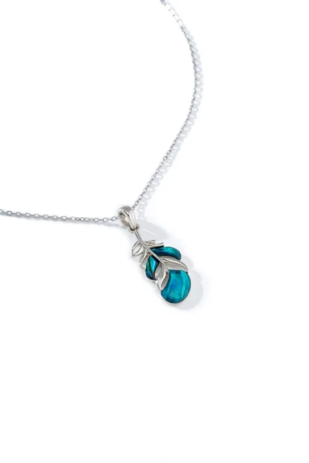 New Zealand Paua Shell Necklace - Feather Design