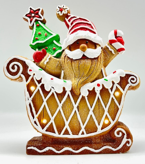 gingerbread Santa in sleigh