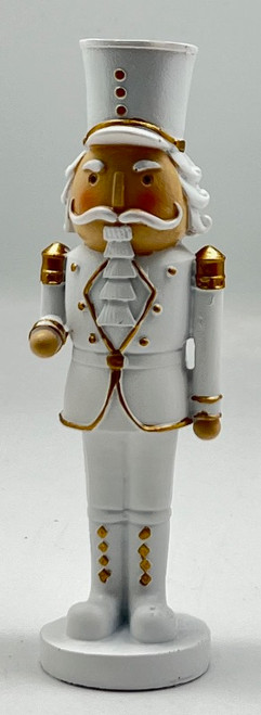 Christmas nutcracker in white and gold uniform (15cm tall)