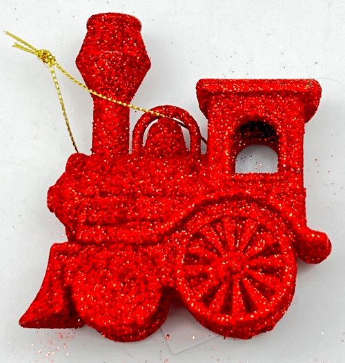 Red glittery hanging christmas train