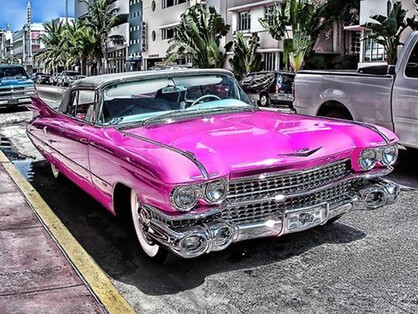 Hot Pink Cadillac - tin sign (30x40cm) - Adore Collection
