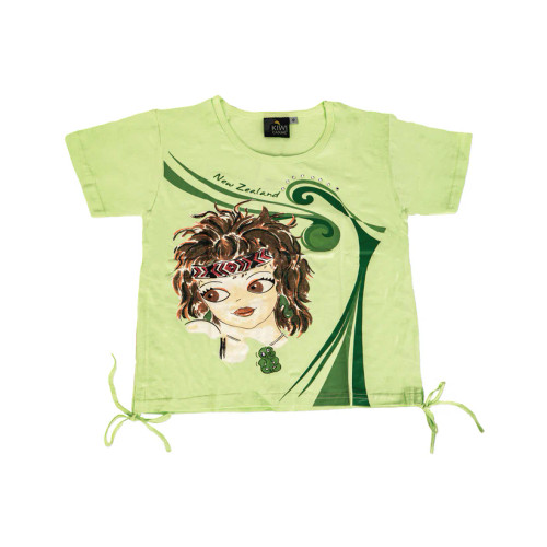 Kids New Zealand Girl & Tiki T-Shirt - Green