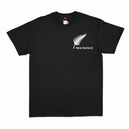New Zealand Embroidered Silver Fern T-Shirt - Black
