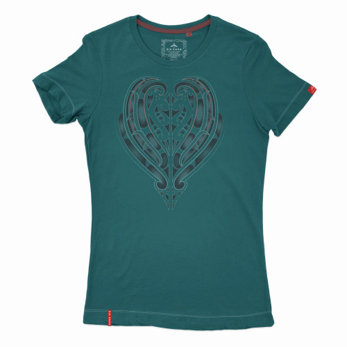 Women’s New Zealand Māori Heart Design T-Shirt - Turquoise