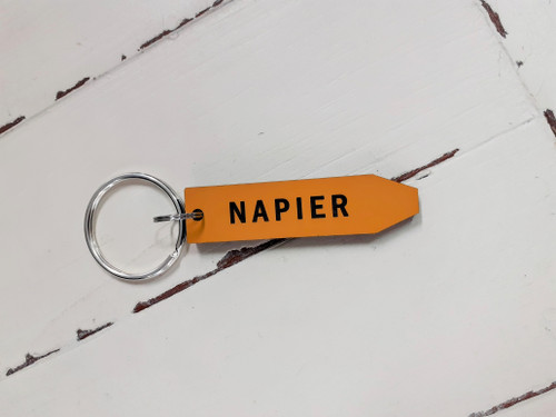 Yellow Napier street sign souvenir keyring made in New Zealand