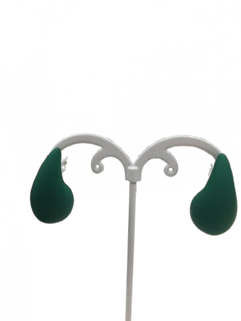 Matt coloured teardrop earrings on posts - dark green