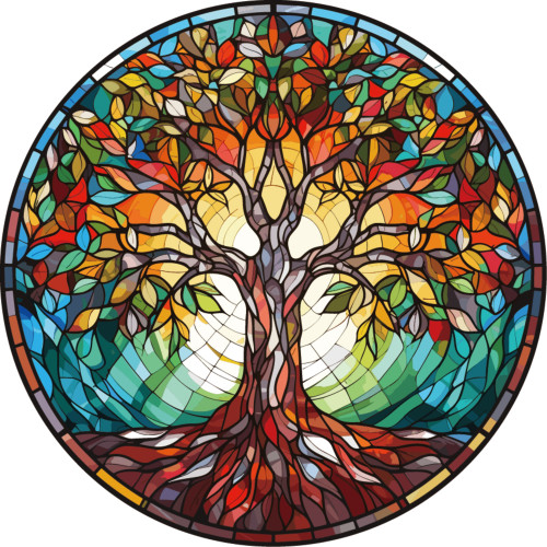 Tree of life stained glass  suncatcher