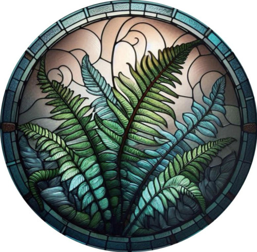 Stained Glass hanger with NZ fern design (30cm)