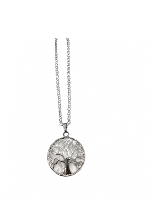Tree of Life Pendant with White turquoise on a silver coloured chain