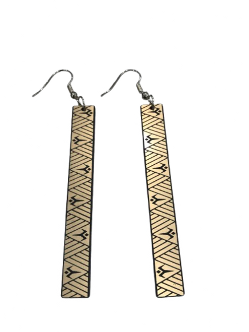 Metallic gold colour earrings with manulua tattoo design