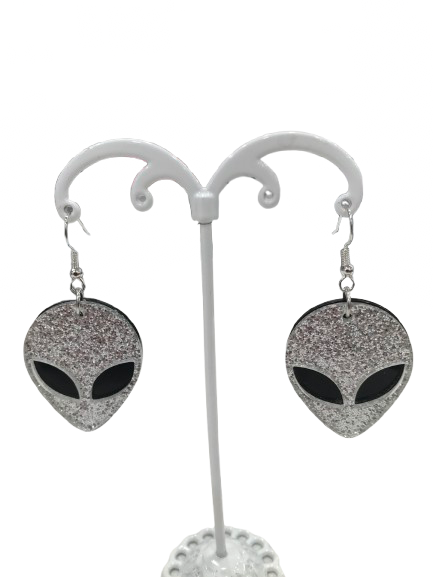 Glittery Alien earrings - various colours