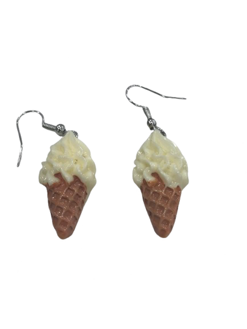 Cartoon ice cream in cone earrings - vanilla or chocolate Cartoon ice cream in cone earrings - vanilla or chocolate