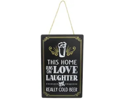 This Home Runs On Love, Laughter And Beer Hanging Sign