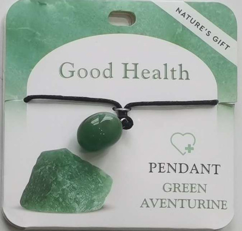 Green aventurine pendant on black cord