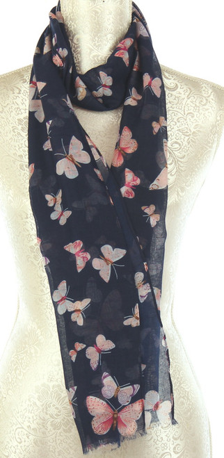 Butterflies On Navy Scarf Butterflies On Navy Scarf