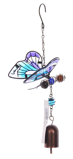Butterfly Wings Bell Windchine Aqua Butterfly Wings Bell Windchine Aqua