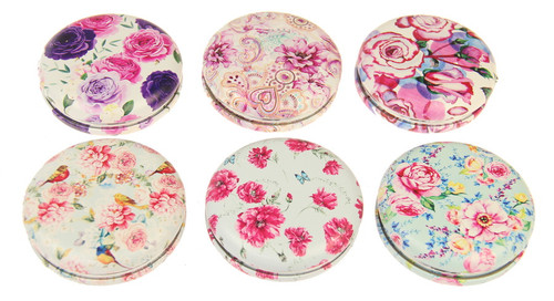 Round Floral Mirror Set Of 6