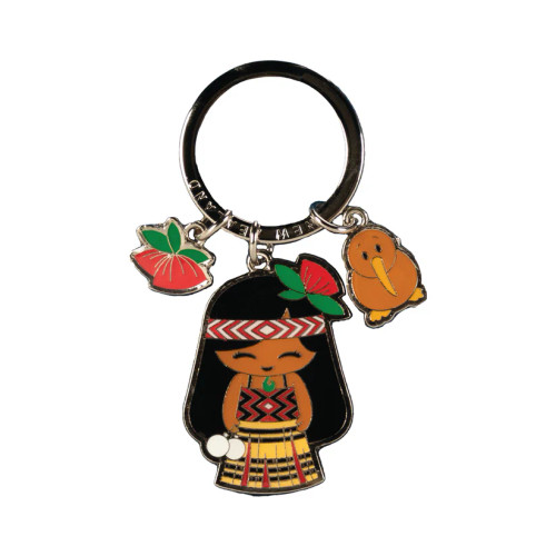 Keyring Metal Maori Girl With Charms