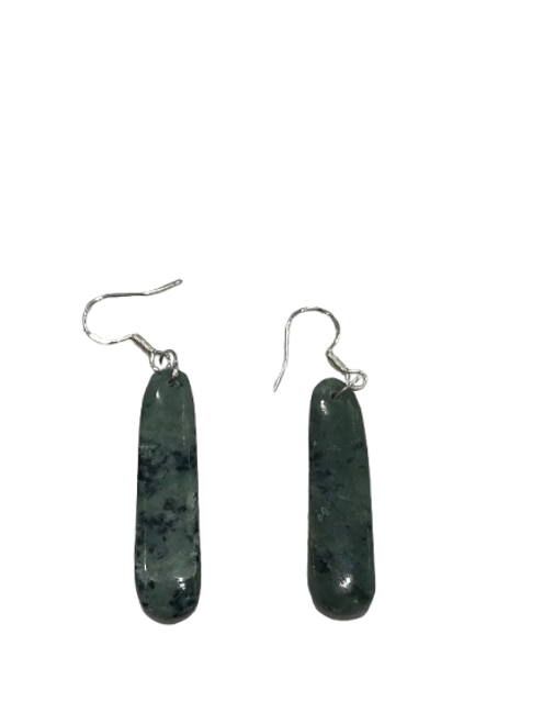 NZ greenstone rounded edge  drop earrings on hooks