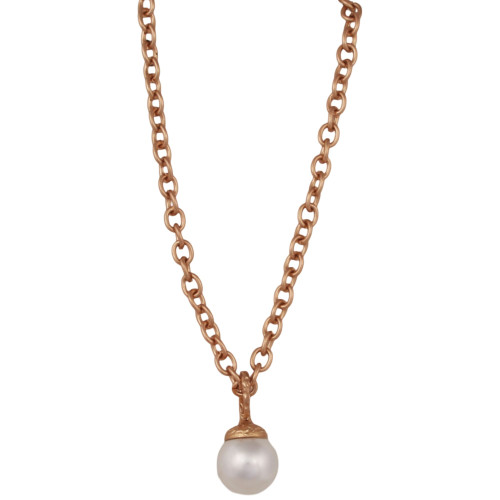 Faux pearl bauble necklace on thick chain