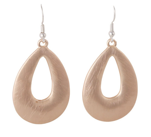 Mat rose gold colour cut out teardrop earrings