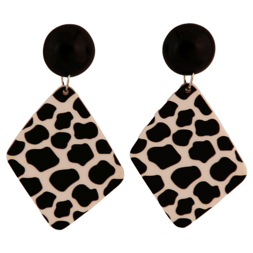 Black and white animal print earrings